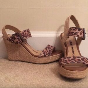 Leopard print wedge sandals
